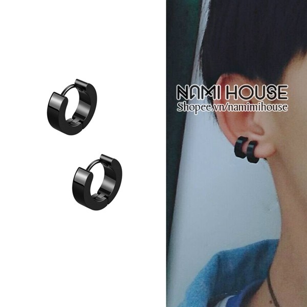 Bông tai nam nữ khoen hình tam giác và khoen tròn nhỏ không rỉ sét phụ kiện trang sức unisex hot trend kpop - nami house