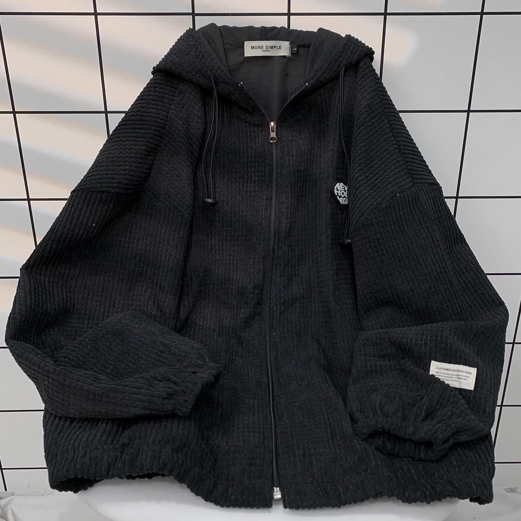 Khoác Nỉ Thêu Tim Chữ Nevver Dáng Rộng Chất Tăm Sọc Form To Nam Nữ