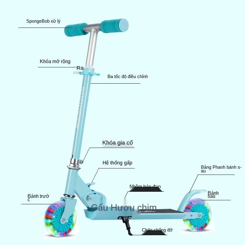 Nhà sản xuất bán hai vòng xe trượt Scooter trẻ em nâng gấp