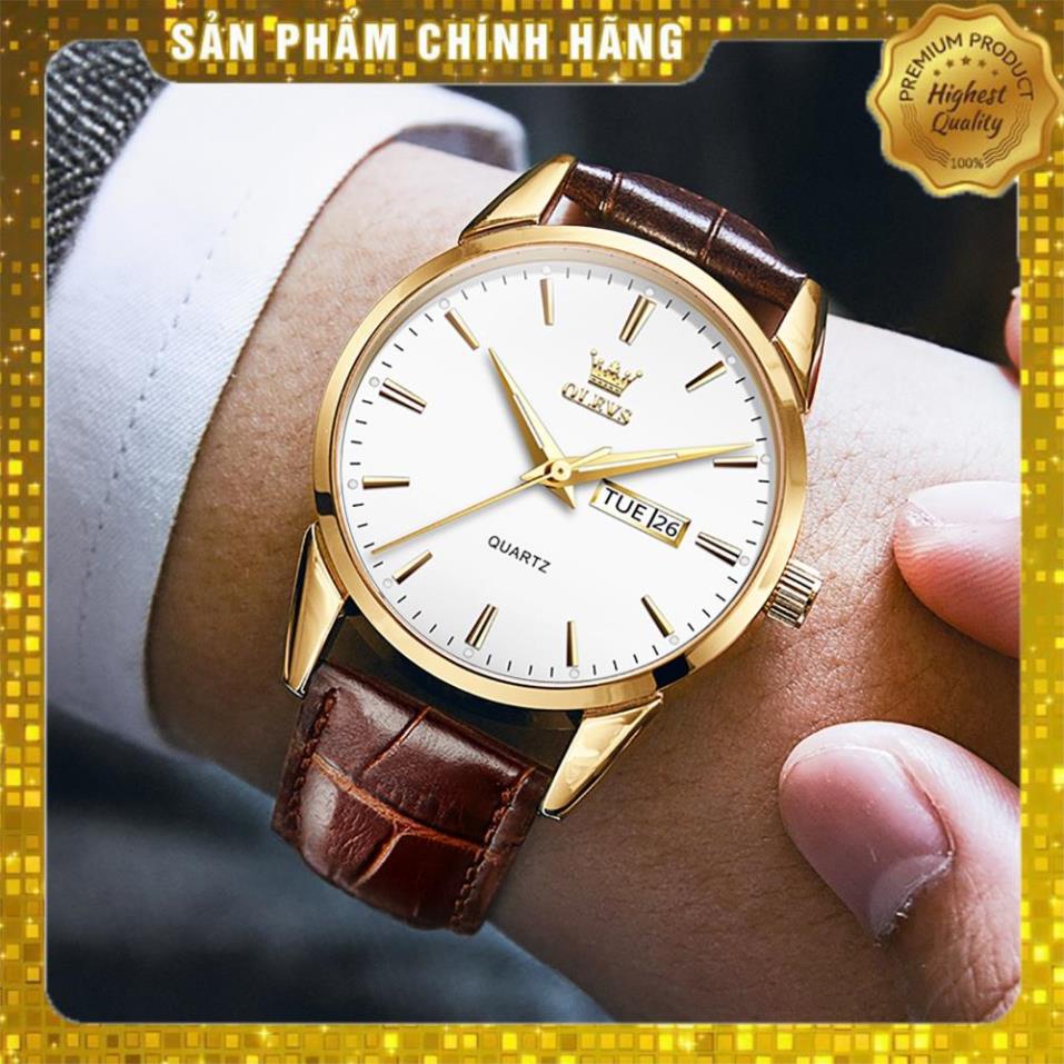 Đồng Hồ OLEVS 6898 Dạ Quang Nhiều Màu Tuỳ Chọn Dây Da chống vô nước Phong Cách Doanh Nhân Cho Nam