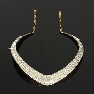 Vòng cổ chocker kiềng bản to gắn đá siêu sang chảnh