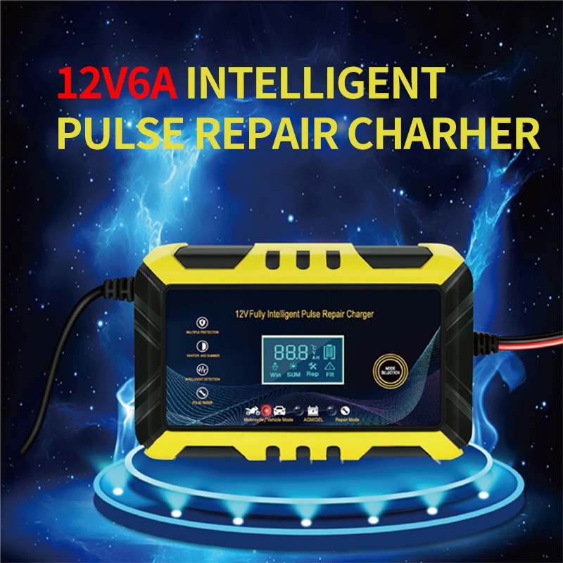 12v 6A bộ sạc ắc quy ô tô tự động ắc quy xe máy công suất cao SJ0096