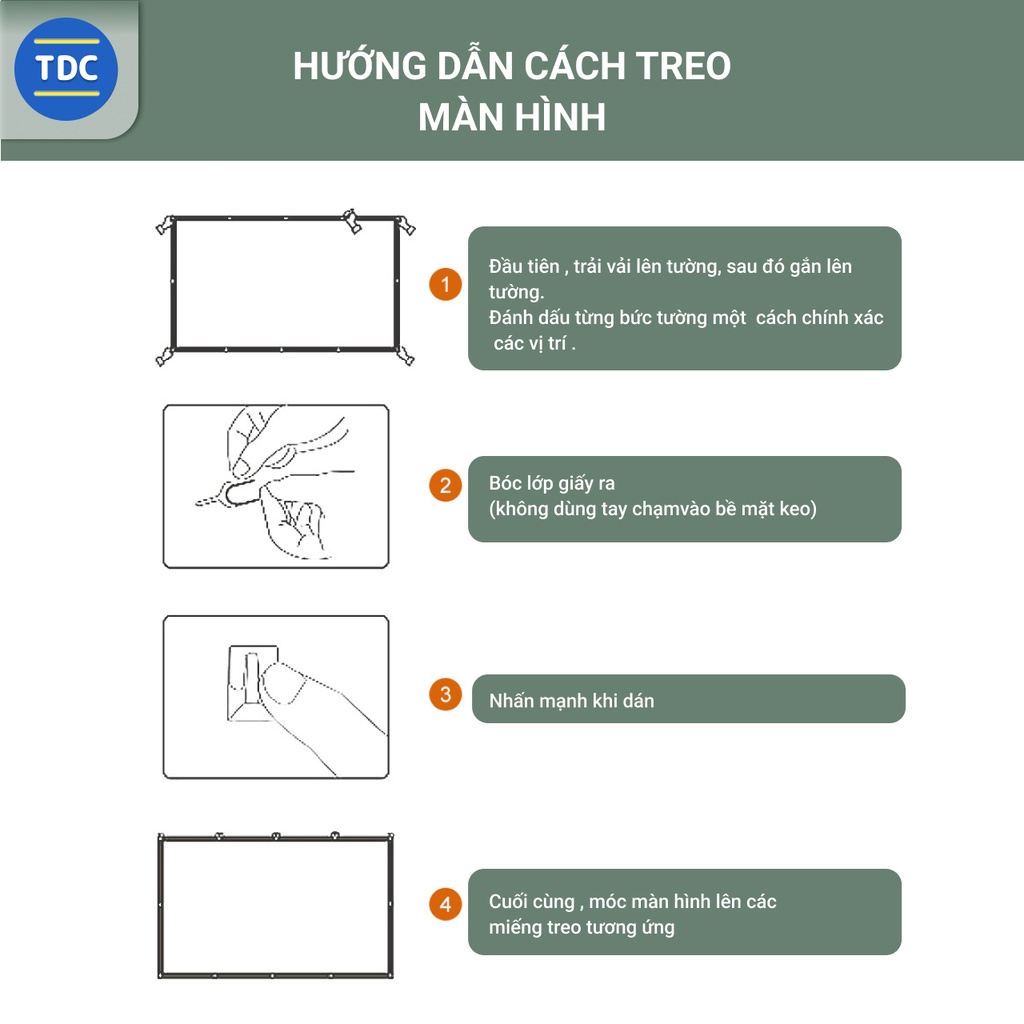 Màn chiếu phản quang dán tường, HD ngoài trời di động 84 inch - TDC Mart