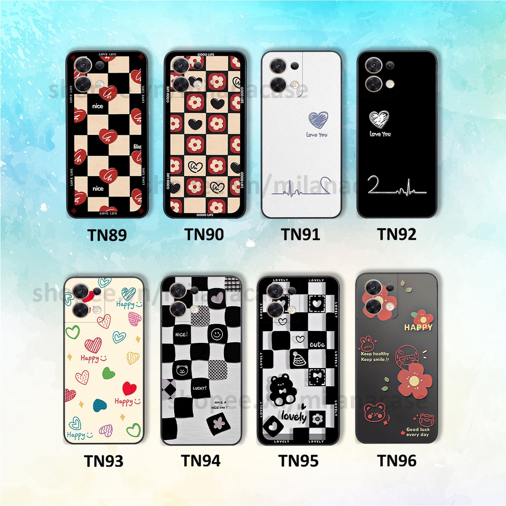 Ốp Oppo RENO 8 5G / RENO 8Z 5G / RENO 8 4G in hình caro trái tim siêu đẹp, siêu nét đầy phong cách cá tính