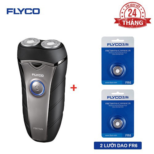 Combo Máy Cạo Râu Flyco FS875VN 2 Lưỡi Kép & 2 Lưỡi Dao FR6VN - Hàng Chính Hãng