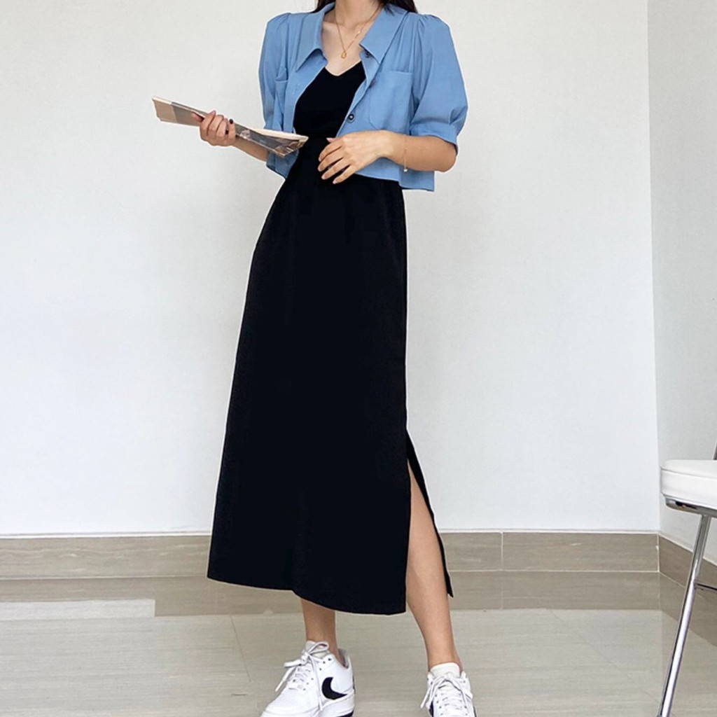 Chân Váy Dài Qua Gối Xẻ Sườn Phong Cách Ulzzang V30 | BigBuy360 - bigbuy360.vn