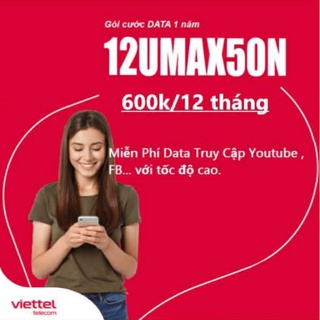 Sim UMAX50N 50K/tháng không giới hạn truy cập mạng
