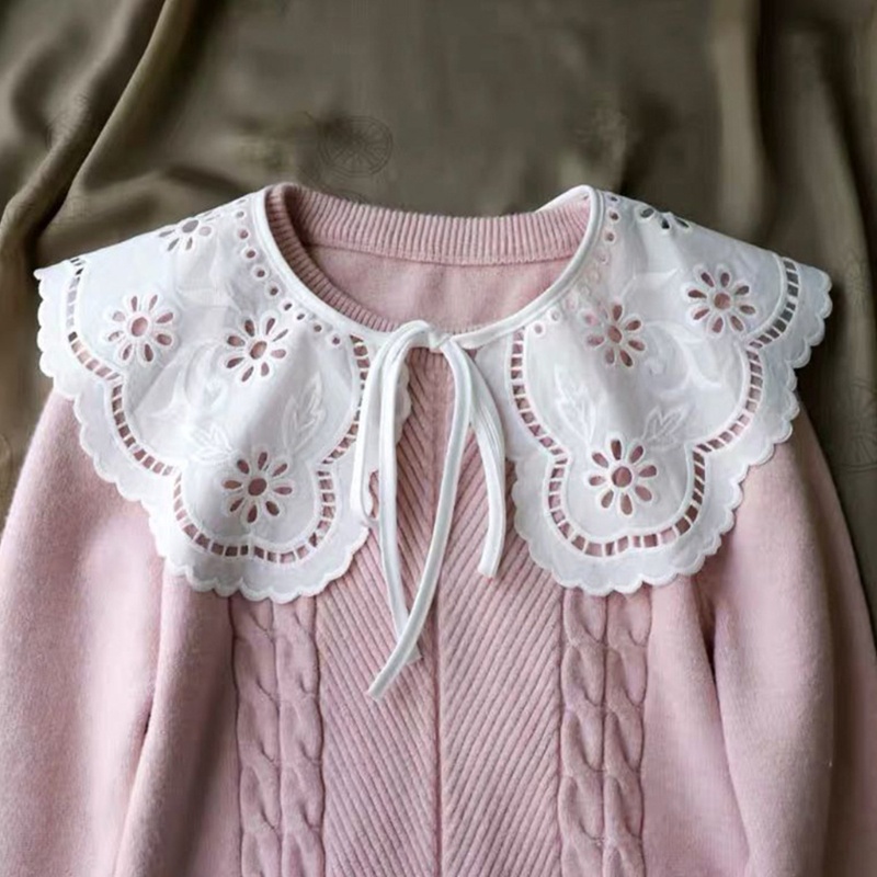 Yoioi Khăn Choàng Cổ Giả Thêu Hoa Rỗng Kiểu Pháp Trang Trí Mùa Thu Cho Nữ