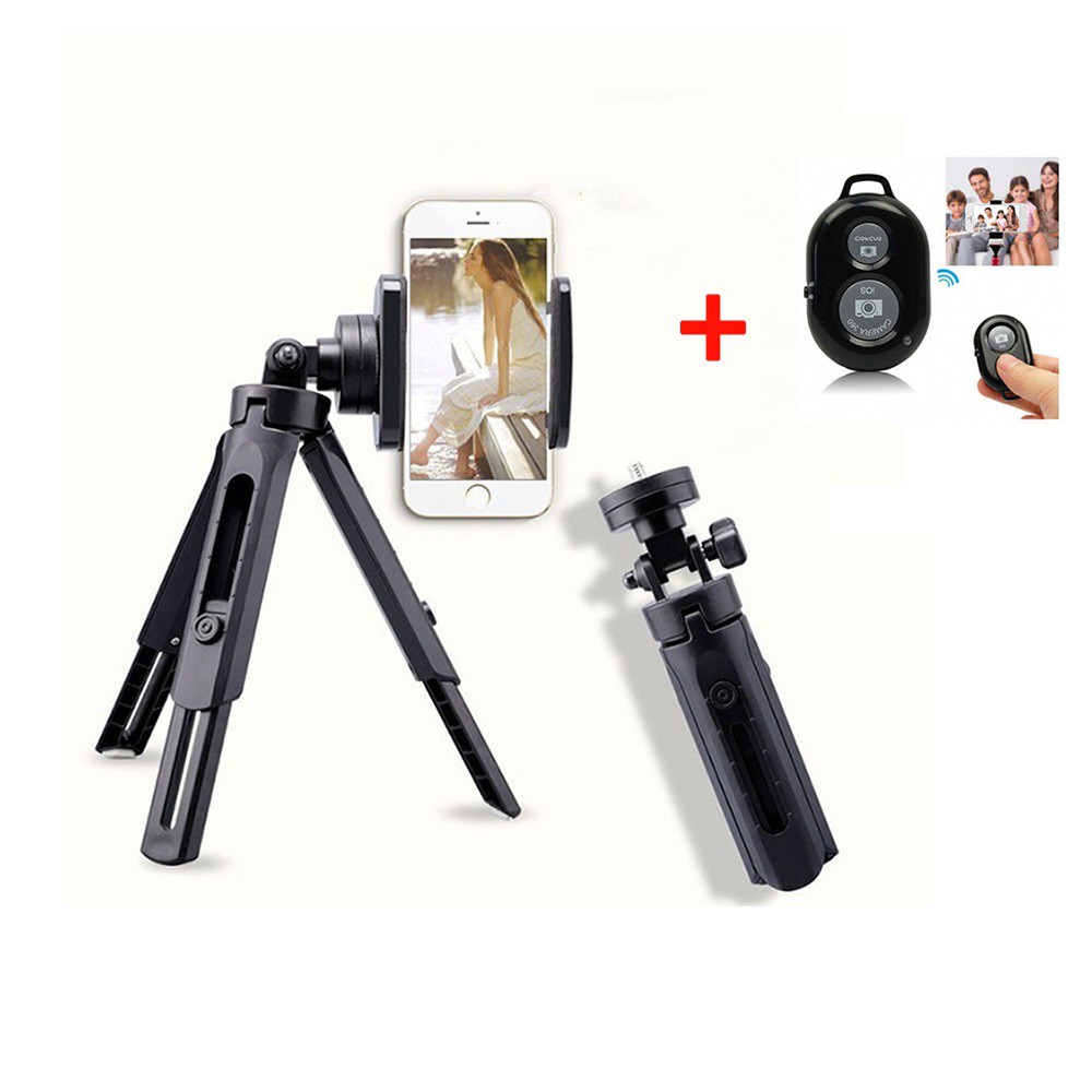 Combo Chân Đế Chụp Hình Tripod Support Mini Cho Điện Thoại, Máy Ảnh Kèm Remote