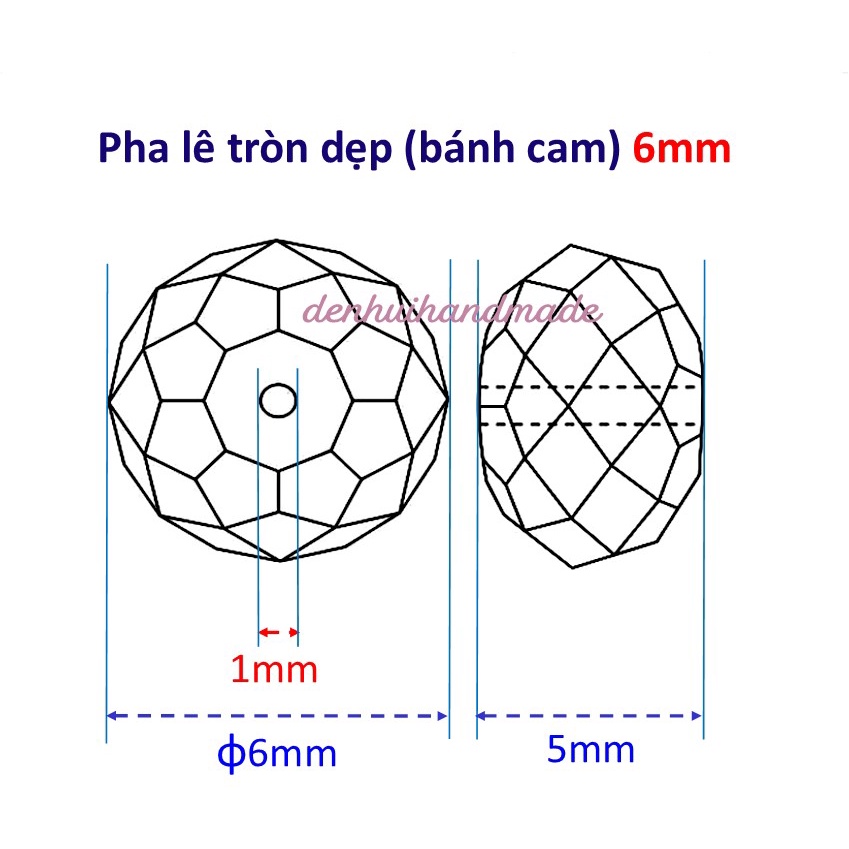 50 Hạt Pha Lê Hình Tròn Dẹp (Bánh Cam) 6mm