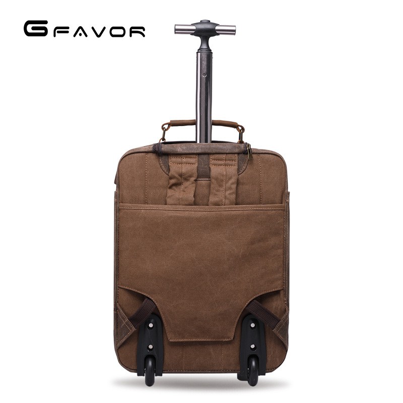 G-Favor Túi vali kéo vải canvas phối da bò cao cấp - Mẫu 5532