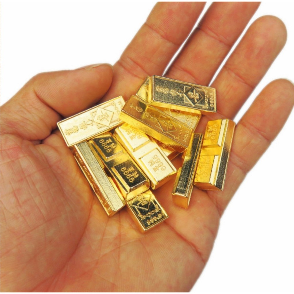 thỏi vàng thần tài mini bằng kim loại mạ vàng 9999 chiêu tài lộc đem lại may mắn