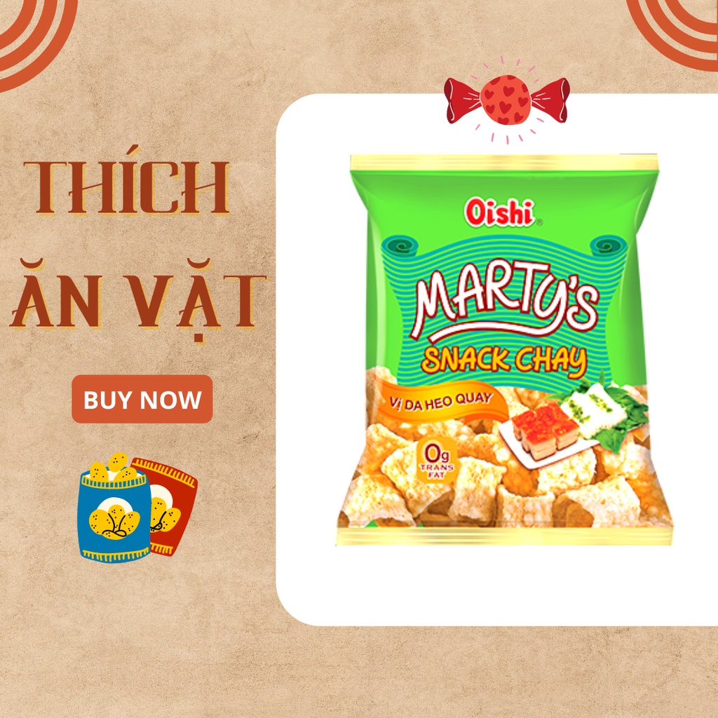 Bánh Snack chay vị da heo quay Oishi 35g