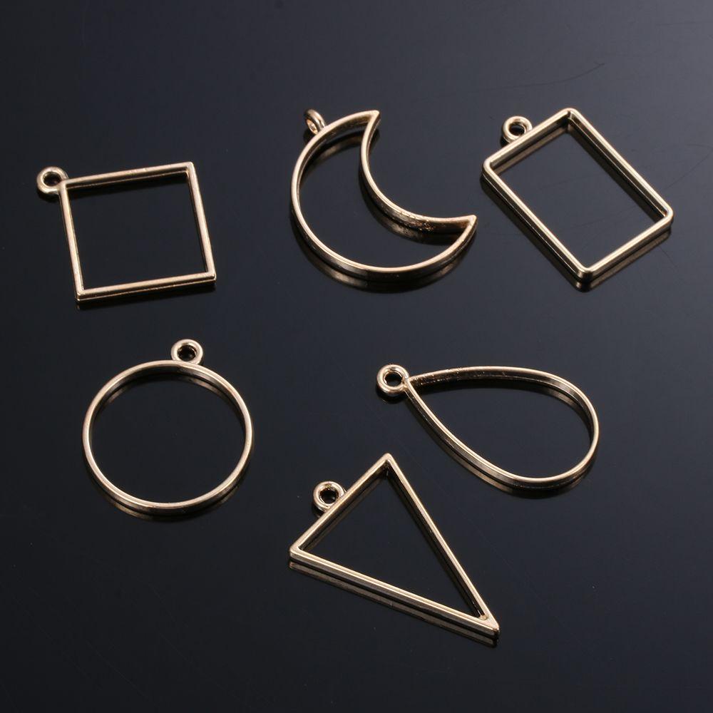 Set 8 Khung Mặt Dây Chuyền Hình Tròn / Vuông Làm Trang Sức Thủ Công Diy Mới