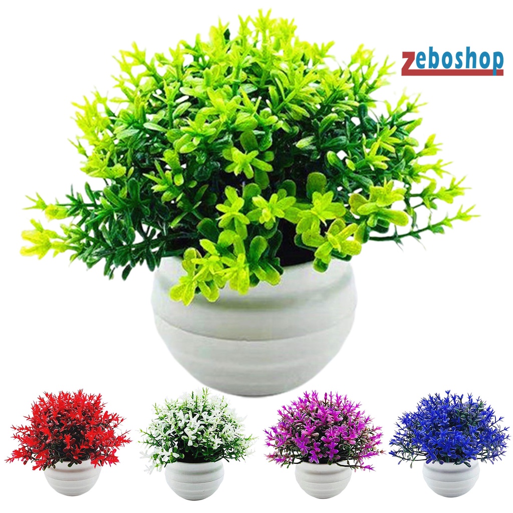 1 Bộ Chậu Cây Cỏ Nhân Tạo Bằng Nhựa Để Bàn Trang Trí Ngoài Trời