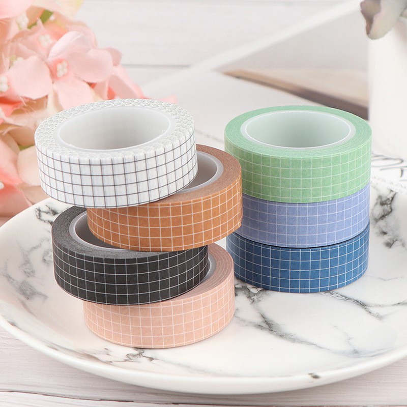 Cuộn băng dính washi tape caro trang trí sổ , bullet journal (dài 10m)