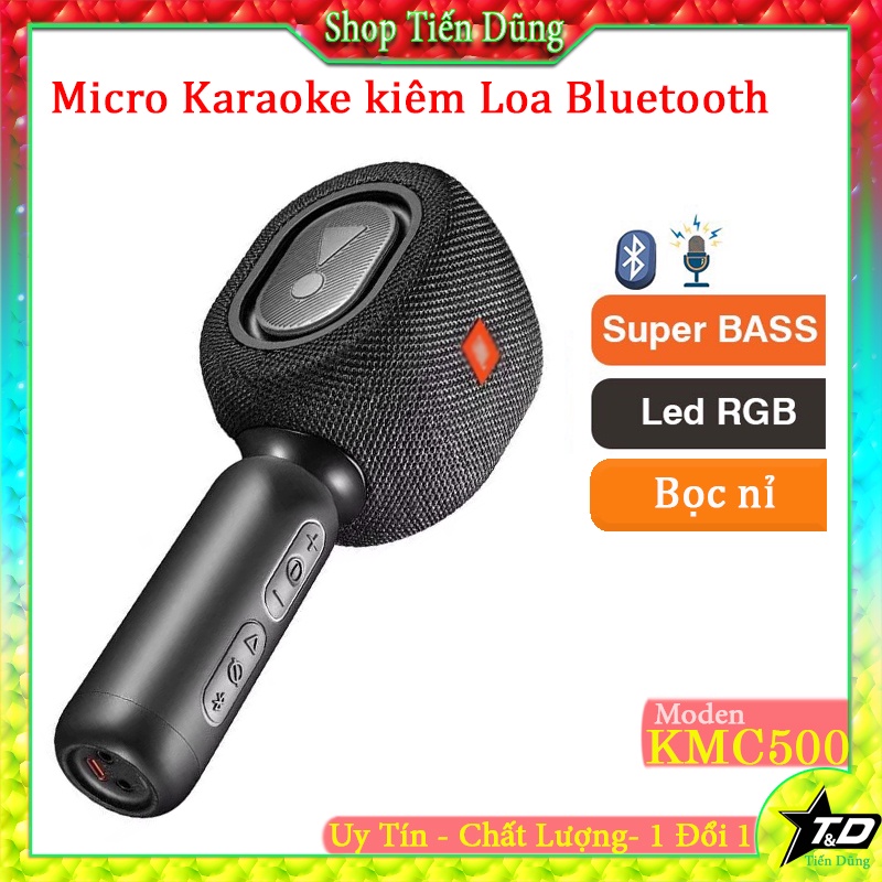 Micro Karaoke KMC500 Kiêm Loa Bluetooth Kiểu Dáng Đẹp Âm Thanh Ấn Tượng Nhỏ Gọn Tích Hợp Pin Sạc.
