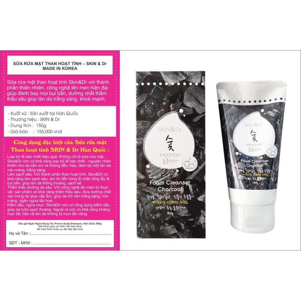 Sữa rửa mặt tẩy tế bào chết than hoạt tính Hàn Quốc