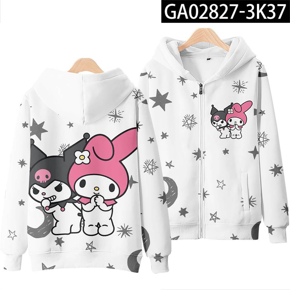 Áo Khoác Hoodie Tay Dài Dáng Rộng In Họa Tiết 3D Kuromi Dễ Thương