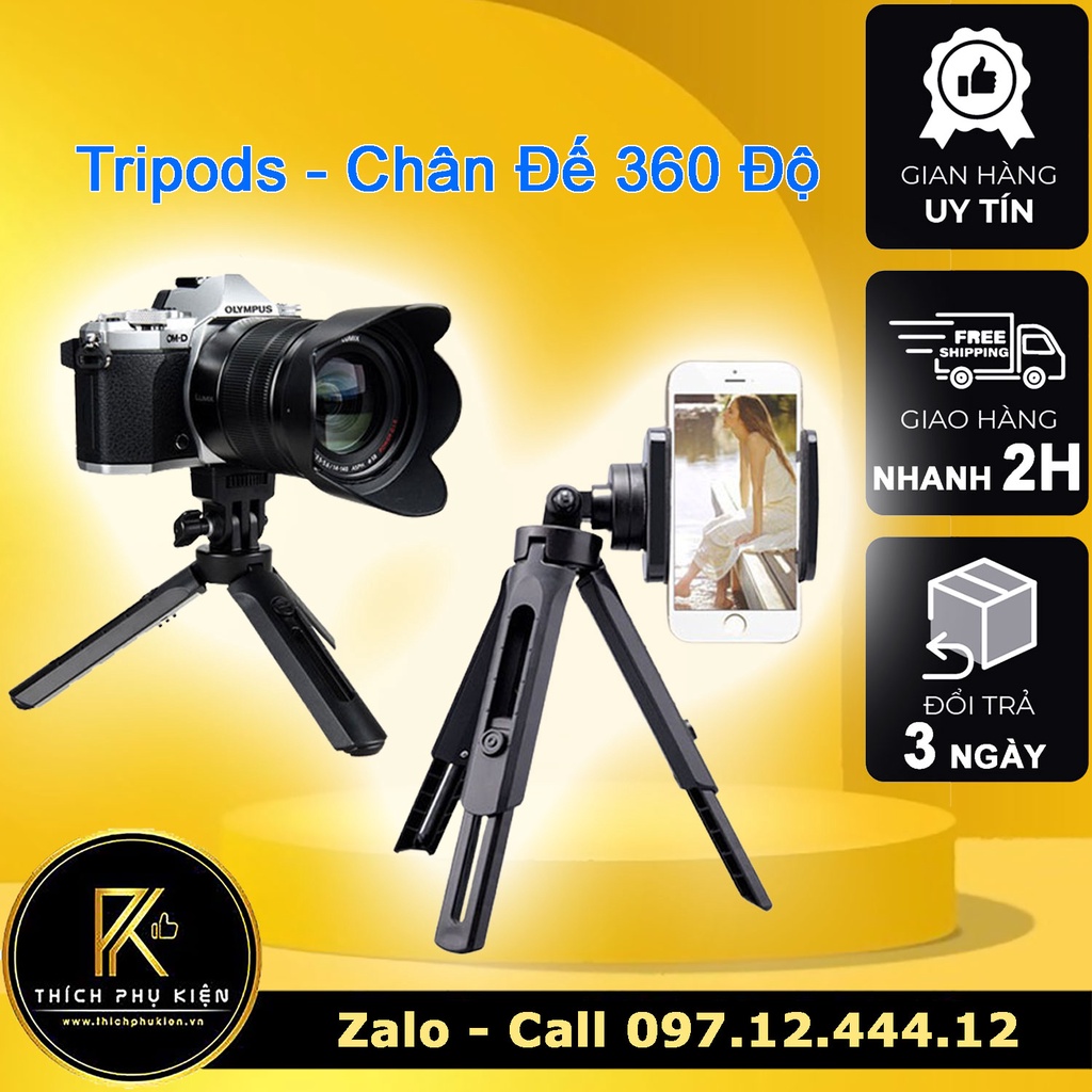Giá Đỡ Tripods Mini 3 Chân Đế Chụp Hình Cho Điện Thoại, Máy Ảnh Xoay 360 Độ - MT01