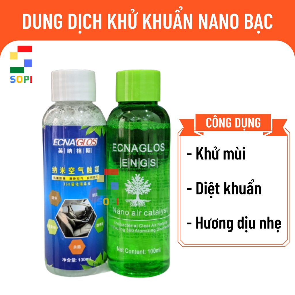 Dung Dịch Khử Mùi Nano Bạc, Dùng Cho Máy Khử Mùi Ô Tô, Khử Mùi Phòng Ngủ Tạo Khói Chai 100ml. SOPI Store