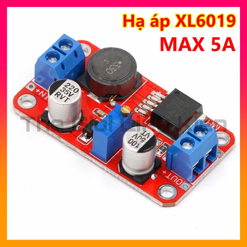 Mạch Tăng Áp DC XL6019 5A Bản Nâng Cấp - Mạch Đỏ - Boost Áp DC - DC Từ 3V-35V sang 5V-40V