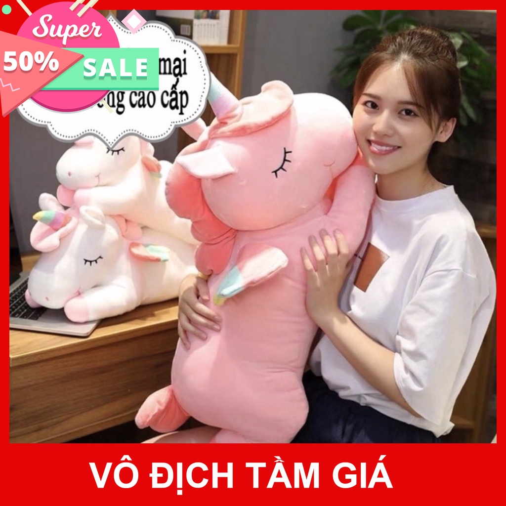 Gối ôm gấu bông kỳ lân size 60cm, 80cm hàng cao cấp