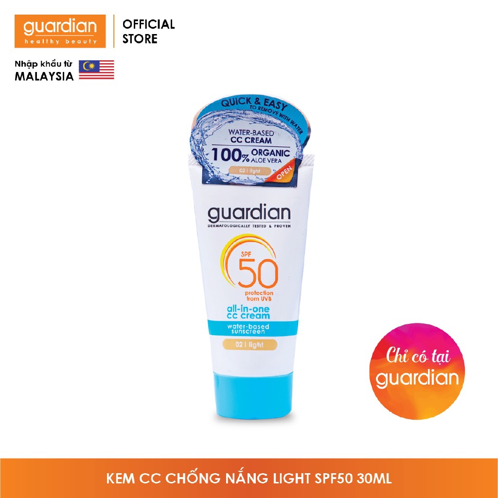 Kem Chống Nắng Guardian All In One CC Cream #01 Medium - #02 Light SPF50 30ml