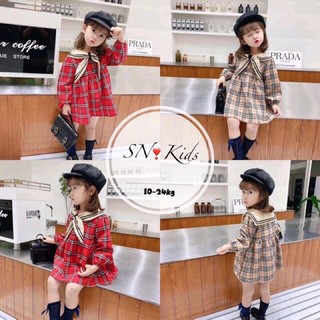 Váy kẻ thô cổ thuỷ thủ bé gái