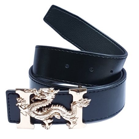 Thắt lưng da nam - Dây nịt nam da cá sấu màu vàng khóa mạ vàng hình rồng