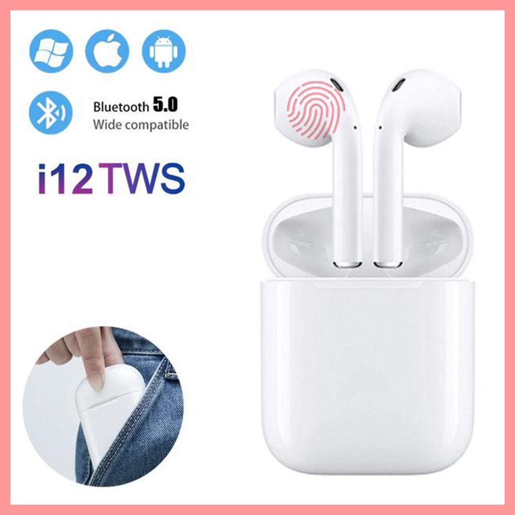 Tai nghe bluetooth không dây cao cấp I12, định vị đổi tên dùng cho IOS và Androi