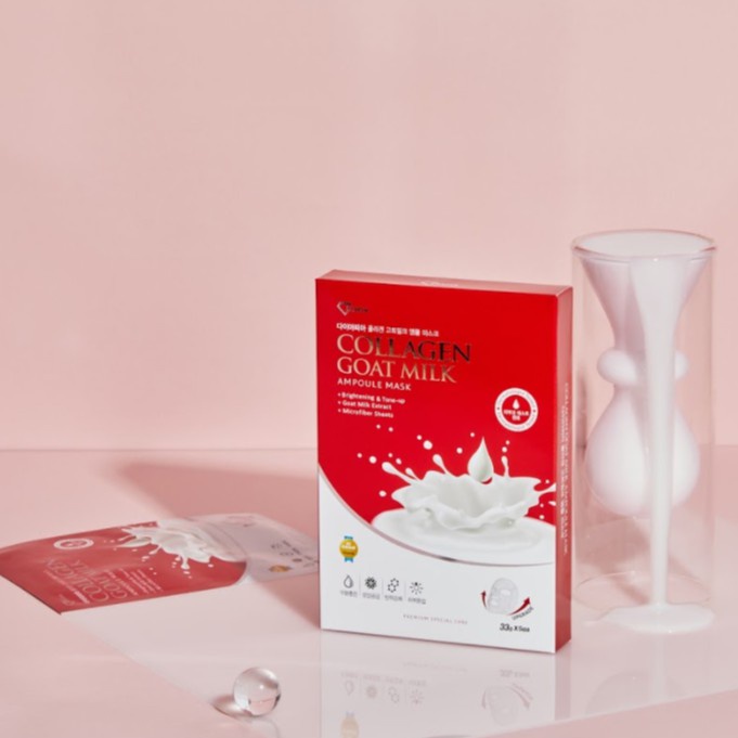Mặt Nạ Sữa Dê Cấp Ẩm Làm Trắng DIAPIA Collagen Goat Milk Ampoule Mask_Mỹ phẩm Hàn Quốc chính hãng