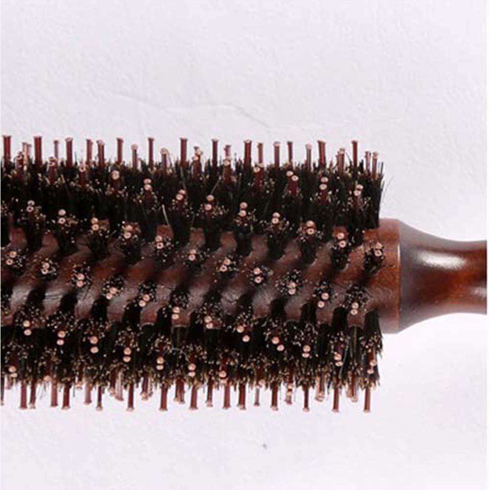 Lược Tròn Bằng Nylon Tay Cầm Bằng Gỗ Trơn Dùng Chải Tóc Thẳng Thoải Mái