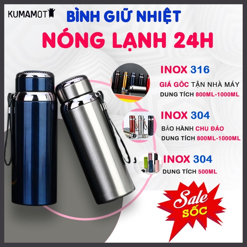 Bình giữ nhiệt inox 304 inox 316 cao cấp Dung tích 500ml 800ml 1000ml giữ nhiệt, giữ đá lâu, nhiều kiểu dáng khác nhau