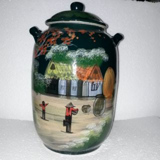 Bình ngâm rượu hai quai, vẽ đồng quê,  10 lít