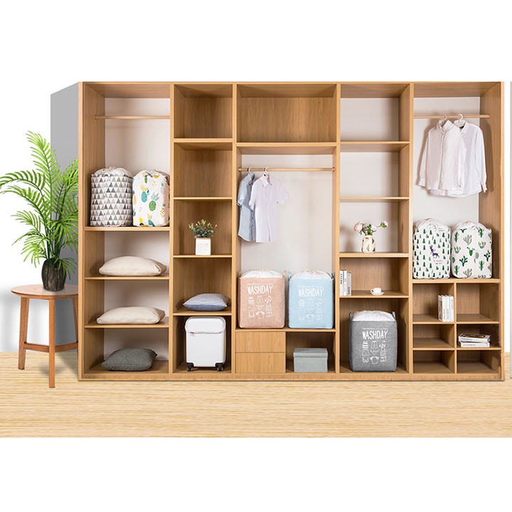 Giỏ Đựng Quần Áo Bằng Vải Cỡ Lớn, Túi Đựng Chăn Màn Đa Năng WASHDAY Có Thể Gấp Gọn Vintage Xinh Xắn 88307