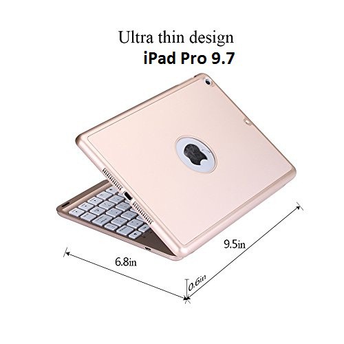 Bao da kiêm bàn phím bluetooth cho iPad Pro (9.7&quot;) (Gold) tặng cáp sạc iPhone