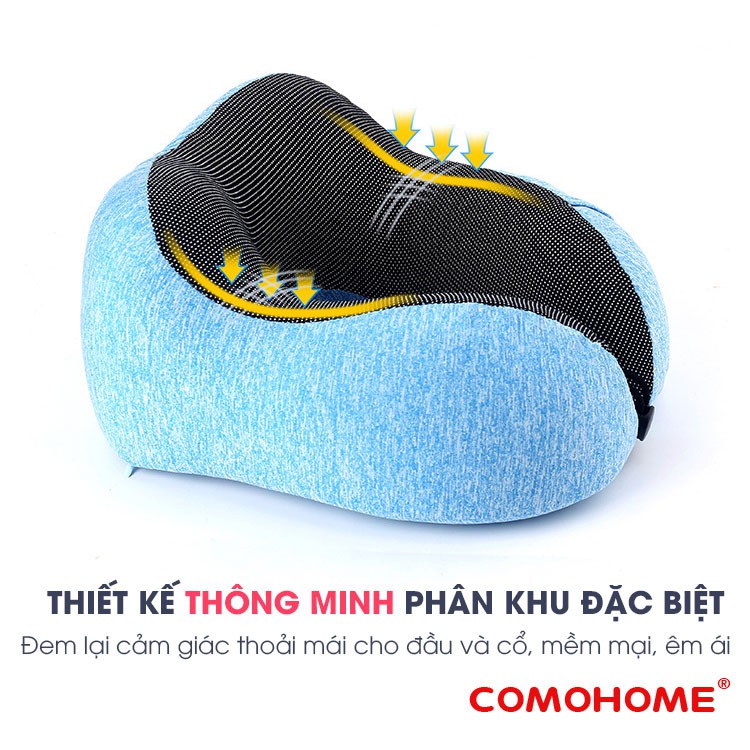 Gối kê cổ, gối chữ u tựa cổ Văn phòng, Du lịch, Tựa đầu ô tô cao cấp Comohome Chất liệu Memory Foam. Tặng kèm túi đựng