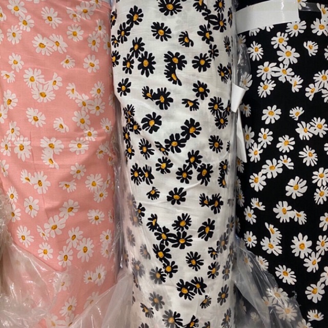 Vải thô cotton hoa cúc