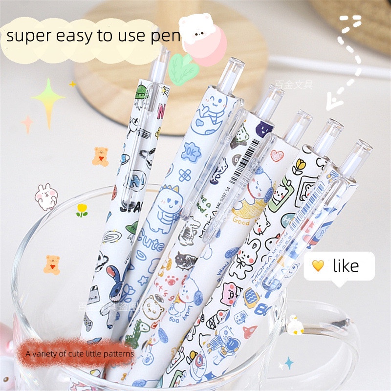 Bút Mực Gel Ngòi 0.5Mm Mực Đen Kiểu Dáng Hoạt Hình Dễ Thương Cho Học Sinh
