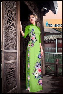 Vải áo dài in 3D hoa