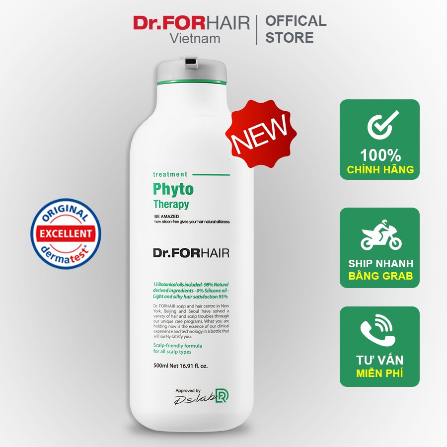 Dầu xả CHO DA NHẠY CẢM, chiết xuất thực vật an toàn và dịu nhẹ Dr.FORHAIR Hàn Quốc Phyto Therapy Shampoo 500ml