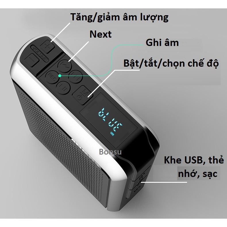 [Mã ELHACE giảm 4% đơn 300K] Loa trợ giảng Aporo T18 2.4G cài áo không dây chính hãng có Bluetooth