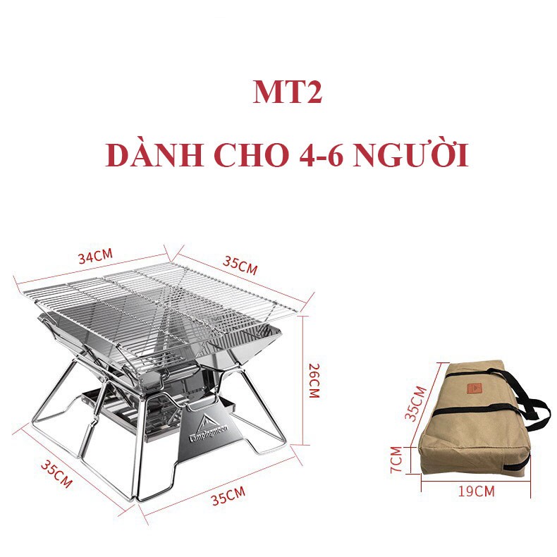 Bếp nướng BBQ than hoa dã ngoại Campingmoon MT2 – Bếp nướng gấp gọn du lịch, dã ngoại inox | BigBuy360 - bigbuy360.vn