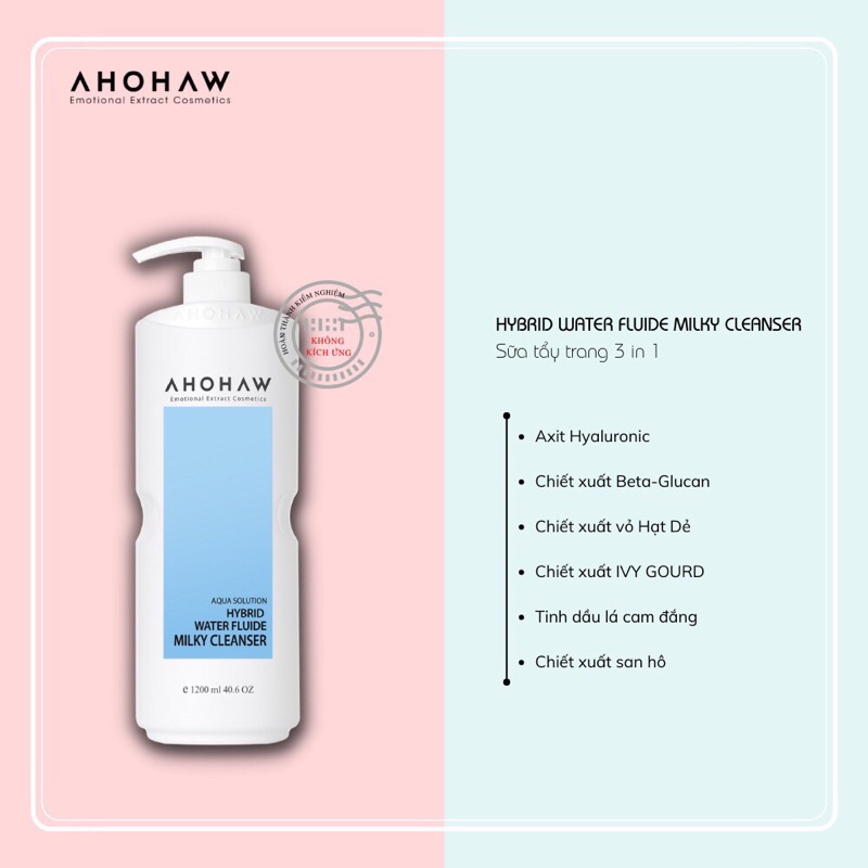 Sữa tẩy trang AHOHAW 3 in 1 HYBRID WATER MILKY CLEANSER