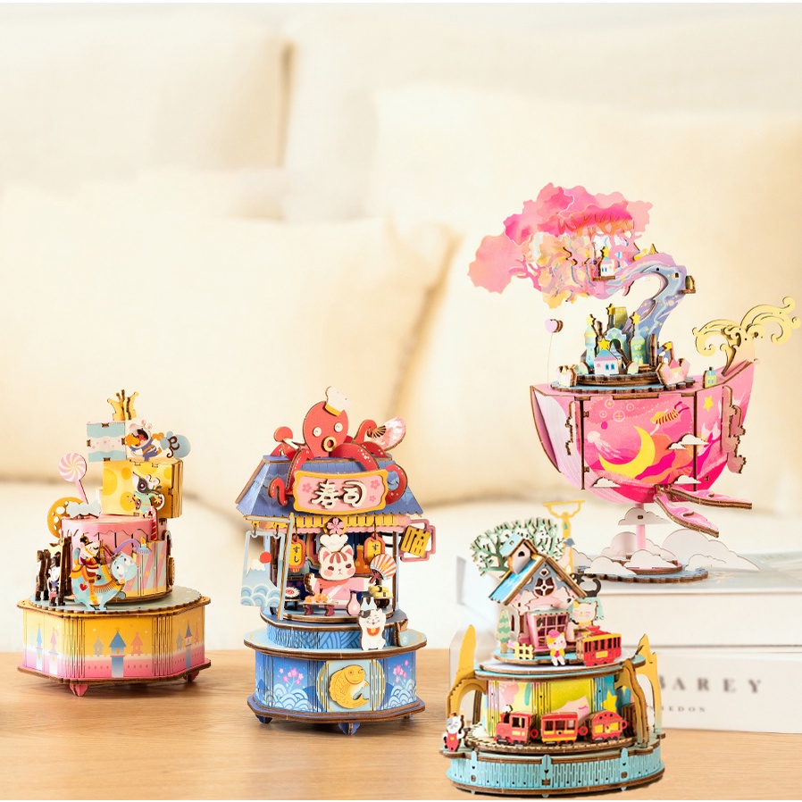 Mô hình gỗ 3D Lắp ráp Hộp nhạc Fantastic Night AMU06 - AMU09 Music Box