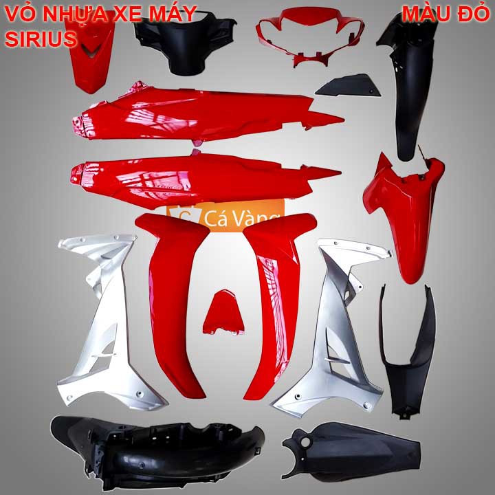 Bộ dàn áo Loại Phanh Cơ gắn xe SIRIUS đời 2005 đến 2018 màu ĐỎ CỜ , nhựa ABS nguyên sinh cao cấp