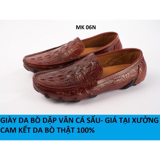 Giày Da Nam, Giày Da Bò Thật Dập Vân Cá Sấu