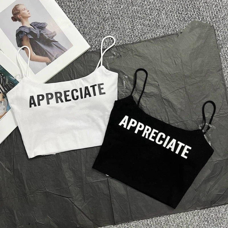 ÁO 2 DÂY CHỮ CÓ ĐỆM DÁNG NGẮN TÔN VÒNG 1 MS80157