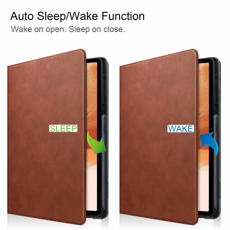 Bao da máy tính bảng nắp lật chân đế đứng có khe đựng bút cho Samsung Galaxy Tab S7 FE